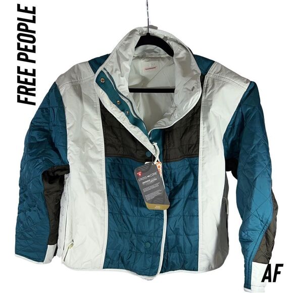 FREE PEOPLE BLUE AND WHITE LANDSCAPE SKI JACKET AND PANTS NEW NWT SIZE XS - Picture 6 of 13